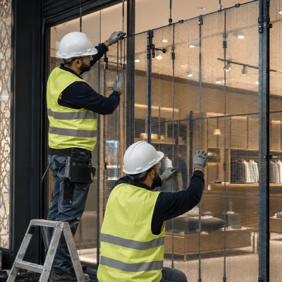 structure ventilation ecran led vitrine Structure sur mesure avec ventilation intégrée pour écran LED derrière vitrage